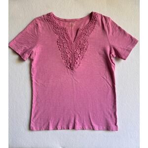 Coral Bay Split Neck Pink Embroidered Top